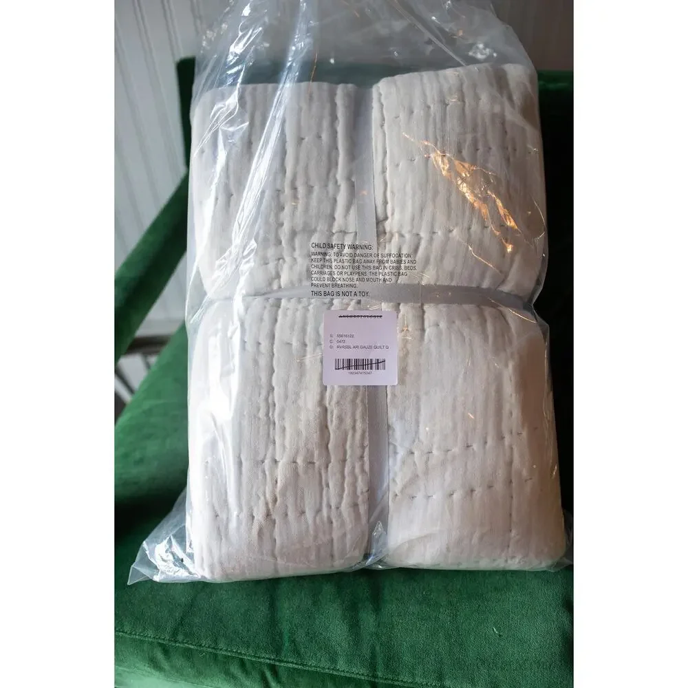 Anthropologie Reversible Airy Gauze Quilt Queen NEW